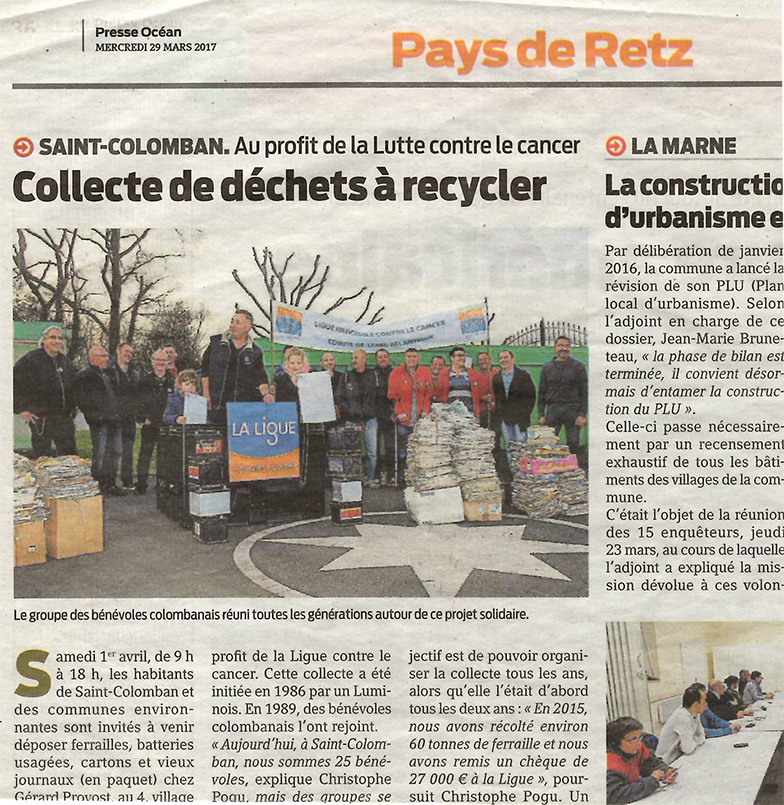 Collecte de déchets à recycler au profit de la lutte contre le cancer